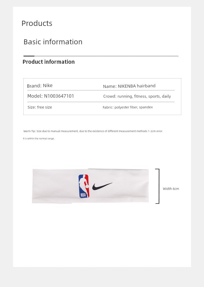 [50% Discount in Seconds] Nike Nike Headband NBA Joint Headscarf Basketball Hair Band Sport Headband Sweat-Absorbing Owen